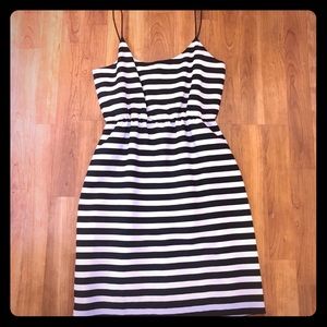 JCrew black and ivory stripe dress